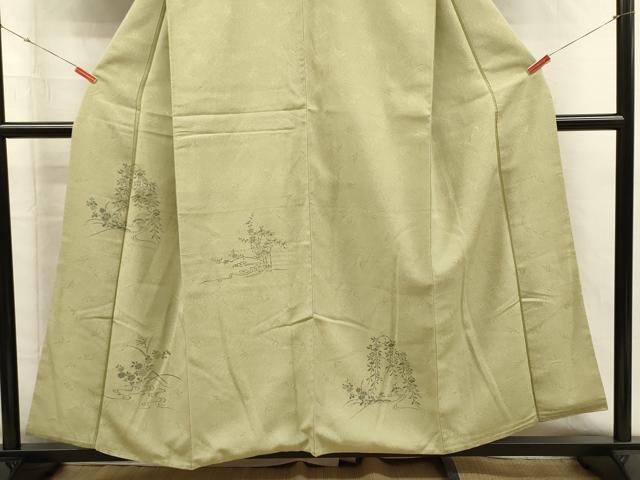 平和屋着物■訪問着　手描き　流水花文　正絹　逸品　DABH5799ya