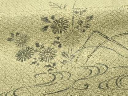 平和屋着物■訪問着　手描き　流水花文　正絹　逸品　DABH5799ya
