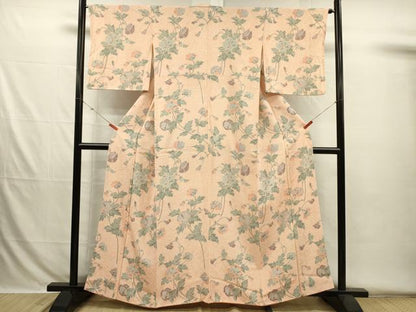 平和屋着物■上質な小紋　草花文　正絹　逸品　DABH5800ya