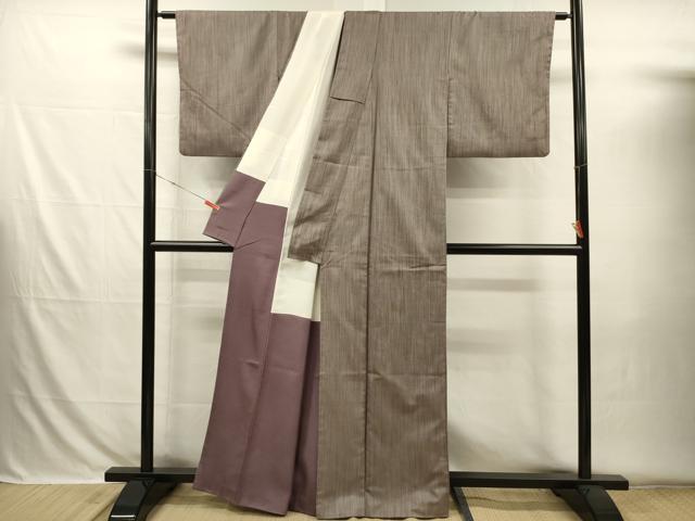 平和屋着物■上質なお召　間道　正絹　逸品　DABH5801ya