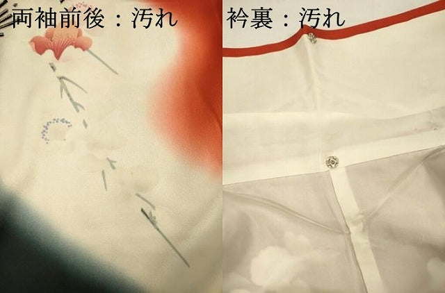 平和屋着物■豪華振袖　扇面御所車花鳥文　枝垂れ花　暈し染め　金彩　正絹　逸品　DABH5803ya