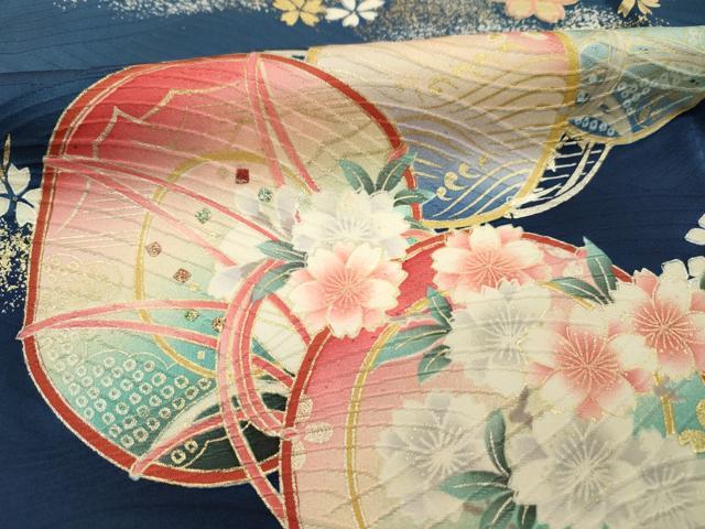 平和屋着物■大正の浮世絵師　竹久夢二　夢二ロマン　振袖　鼓花文　伊勢物語　たもとの露　暈し染め　金銀彩　正絹　逸品　DABH5804ya