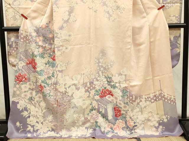 平和屋着物■豪華振袖　御所車飛鳥花文　暈し染め　銀彩　正絹　逸品　DABH5805ya