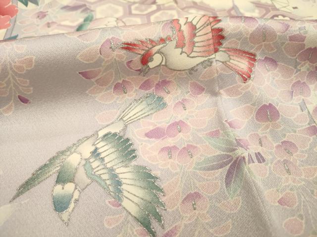 平和屋着物■豪華振袖　御所車飛鳥花文　暈し染め　銀彩　正絹　逸品　DABH5805ya