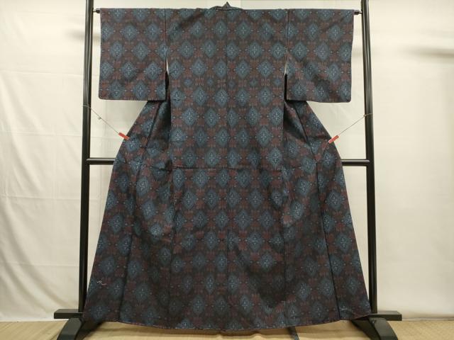 平和屋着物■上質な紬　抽象花文　正絹　逸品　未使用　DABH5807ya