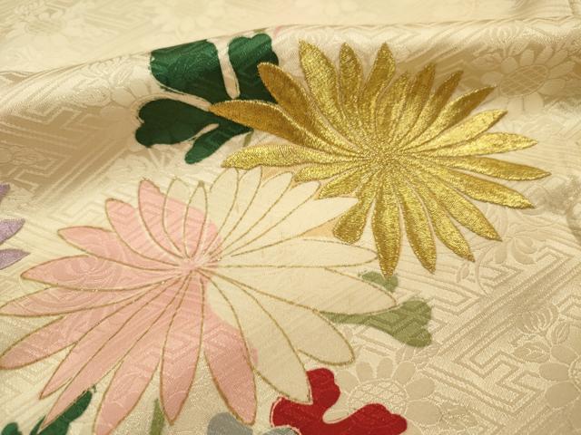 平和屋着物■豪華振袖　刺繍　雲取り菊文　金彩　正絹　逸品　DABH5811ya