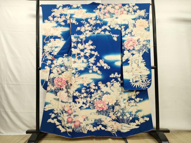 平和屋着物■豪華振袖　刺繍　飛鳥花文　牡丹　暈し染め　正絹　逸品　DABH5819ya