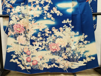 平和屋着物■豪華振袖　刺繍　飛鳥花文　牡丹　暈し染め　正絹　逸品　DABH5819ya