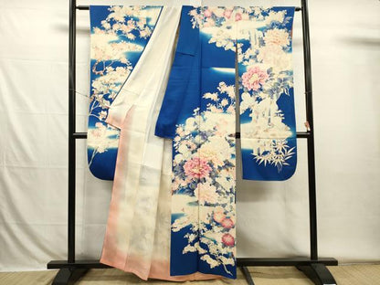 平和屋着物■豪華振袖　刺繍　飛鳥花文　牡丹　暈し染め　正絹　逸品　DABH5819ya