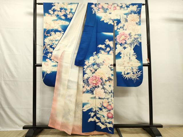 平和屋着物■豪華振袖　刺繍　飛鳥花文　牡丹　暈し染め　正絹　逸品　DABH5819ya