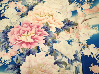 平和屋着物■豪華振袖　刺繍　飛鳥花文　牡丹　暈し染め　正絹　逸品　DABH5819ya
