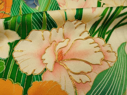 平和屋着物■豪華振袖　駒刺繍　草花文　暈し染め　金彩　正絹　逸品　DABH5821ya