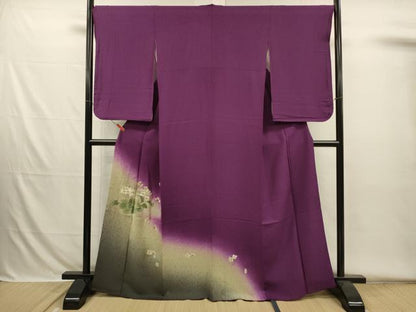 平和屋着物■訪問着　刺繍　舞蝶花文　暈し染め　金糸　正絹　逸品　DABH5822ya