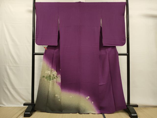 平和屋着物■訪問着　刺繍　舞蝶花文　暈し染め　金糸　正絹　逸品　DABH5822ya