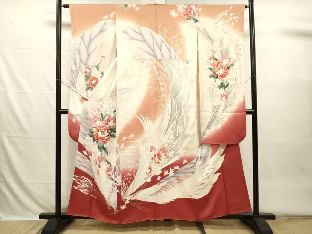 平和屋着物■豪華振袖　花蝶文　暈し染め　金銀彩　正絹　逸品　DABH5823ya