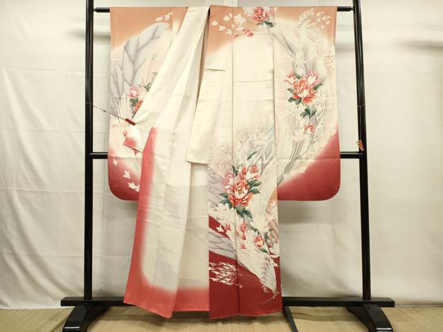 平和屋着物■豪華振袖　花蝶文　暈し染め　金銀彩　正絹　逸品　DABH5823ya