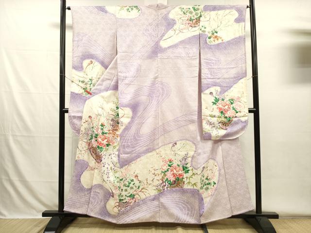 平和屋着物■豪華振袖　駒刺繍　絞り　花車文　牡丹　暈し染め　金彩　正絹　逸品　DABH5824ya
