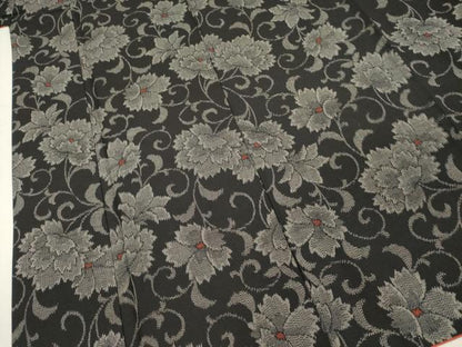平和屋着物■上質な紬　花唐草文　黒地　正絹　逸品　DABH5826ya