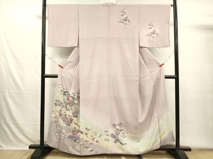 平和屋着物■訪問着　流水鴛鴦花文　暈し染め　金彩　正絹　逸品　DABH5829ya