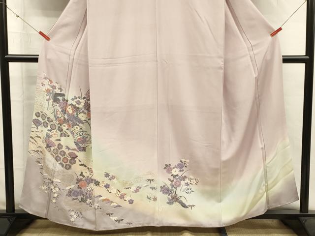 平和屋着物■訪問着　流水鴛鴦花文　暈し染め　金彩　正絹　逸品　DABH5829ya