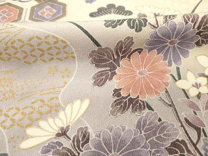 平和屋着物■訪問着　流水鴛鴦花文　暈し染め　金彩　正絹　逸品　DABH5829ya