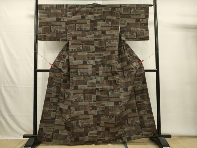 平和屋着物■上質な紬　風景花文　正絹　逸品　DABH5831ya