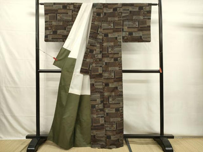 平和屋着物■上質な紬　風景花文　正絹　逸品　DABH5831ya
