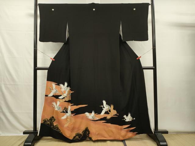 平和屋着物■豪華黒留袖　流水飛鶴文　金彩　正絹　逸品　DABH5833ya