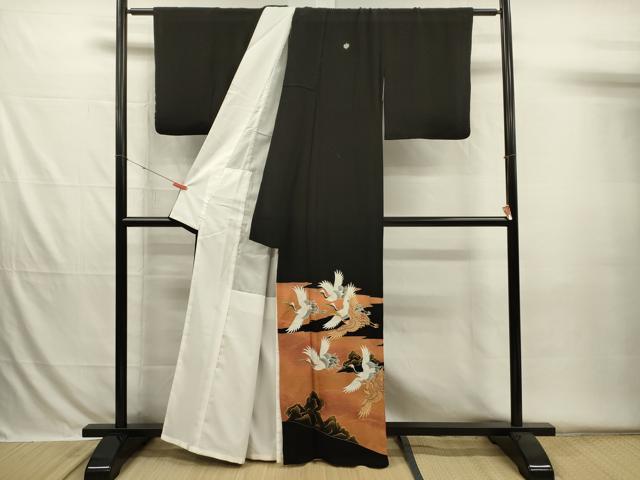 平和屋着物■豪華黒留袖　流水飛鶴文　金彩　正絹　逸品　DABH5833ya