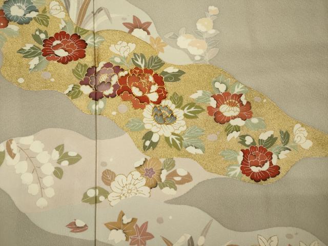平和屋着物■訪問着　駒刺繍　道長花文　金彩　正絹　逸品　DABH5835ya