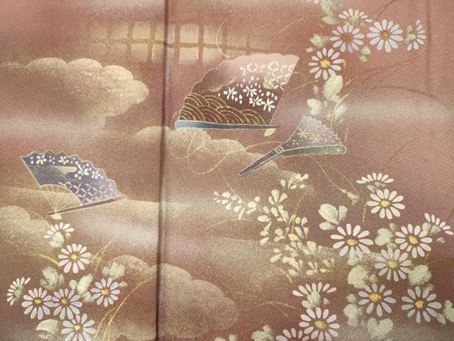 平和屋着物■訪問着　訪問着　扇面花文　暈し染め　金彩　正絹　逸品　DABH5837ya