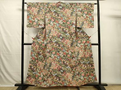 平和屋着物■上質な小紋　風景花松文　枝梅　正絹　逸品　DABH5838ya