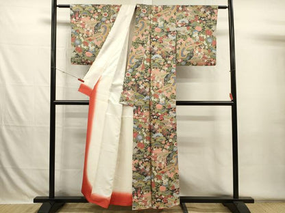 平和屋着物■上質な小紋　風景花松文　枝梅　正絹　逸品　DABH5838ya