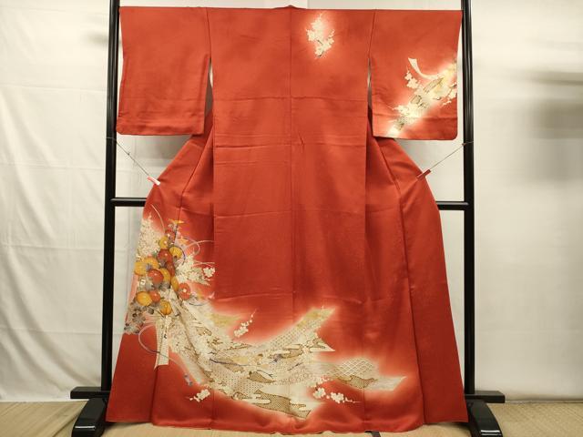 平和屋着物■訪問着　花熨斗文　枝梅　暈し染め　金彩　正絹　逸品　DABH5840ya