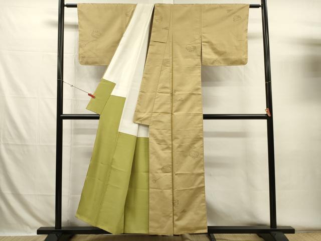 平和屋着物■上質なお召　茶道具　麻の葉　正絹　逸品　DABH5843ya