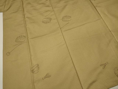 平和屋着物■上質なお召　茶道具　麻の葉　正絹　逸品　DABH5843ya