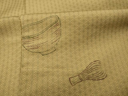 平和屋着物■上質なお召　茶道具　麻の葉　正絹　逸品　DABH5843ya