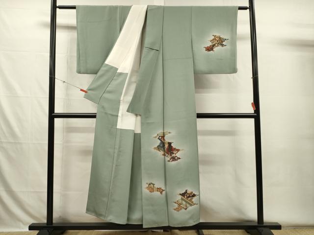 平和屋着物■友禅師・京の名工・伝統工芸士・樽本伊勢蔵　訪問着　人物文　暈し染め　金彩　正絹　逸品　DABH5845ya
