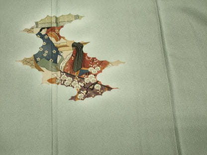 平和屋着物■友禅師・京の名工・伝統工芸士・樽本伊勢蔵　訪問着　人物文　暈し染め　金彩　正絹　逸品　DABH5845ya