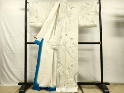 平和屋着物■上質な小紋　手描き　草花文　暈し染め　正絹　逸品　DABH5846ya
