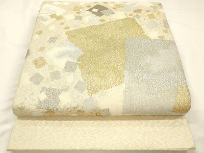 平和屋着物◎明綴れ　太鼓柄袋帯　箔散らし　プラチナ箔　正絹　逸品　DABH5861ya