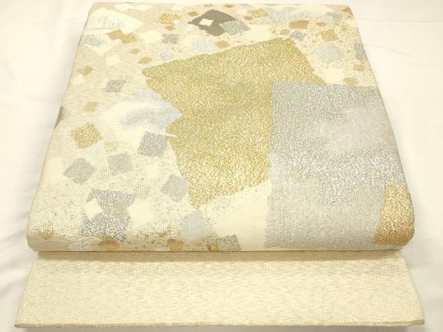 平和屋着物◎明綴れ　太鼓柄袋帯　箔散らし　プラチナ箔　正絹　逸品　DABH5861ya