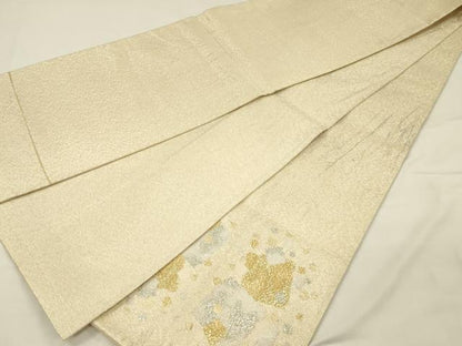 平和屋着物◎明綴れ　太鼓柄袋帯　箔散らし　プラチナ箔　正絹　逸品　DABH5861ya