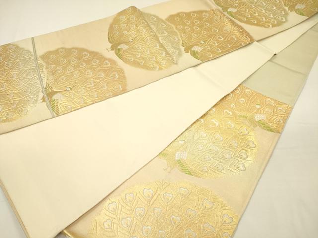 平和屋着物◎六通柄袋帯　孔雀文　金糸　正絹　逸品　DABH5864ya