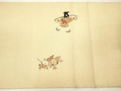 平和屋着物◎綴れ　太鼓柄袋帯　童子遊び　金糸　正絹　逸品　DABH5867ya