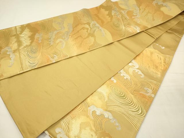 平和屋着物◎六通柄袋帯　流水立波文　金銀糸　正絹　逸品　DABH5871ya