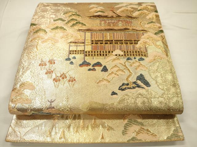 平和屋着物◎六通柄袋帯　唐織　京洛百景文　金糸　正絹　逸品　DABH5874ya
