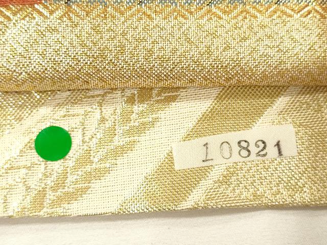 平和屋着物◎佐賀錦　両面　六通柄袋帯　立波花文　金糸　正絹　逸品　DABH5878ya