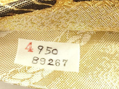 平和屋着物◎佐賀錦　両面　六通柄袋帯　立波花文　金糸　正絹　逸品　DABH5878ya