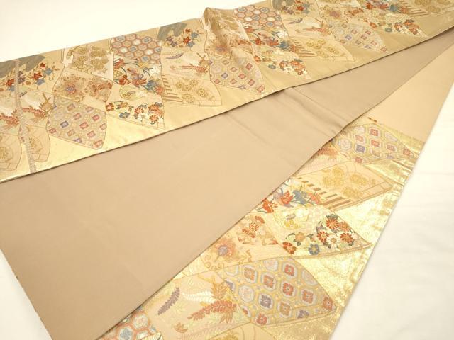 平和屋着物◎六通柄袋帯　唐織　冊子鴛鴦花文　金糸　正絹　逸品　DABH5882ya